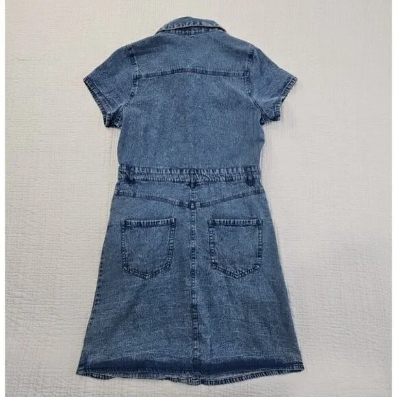 J Gee Chambray Denim Shirt Dress Women's Medium Blue Western Boho Y2K NWT Snaps - Picture 8 of 13